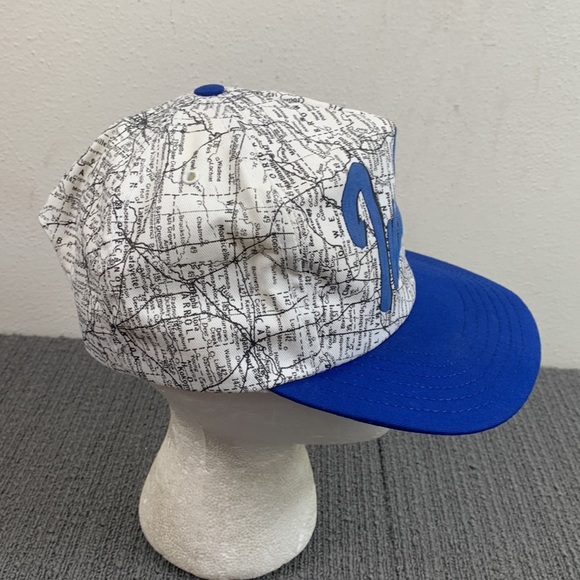 Vintage Indiana Road Map Snapback Hat Mens OSFA Blue White P Caps Made in USA - Picture 9 of 15